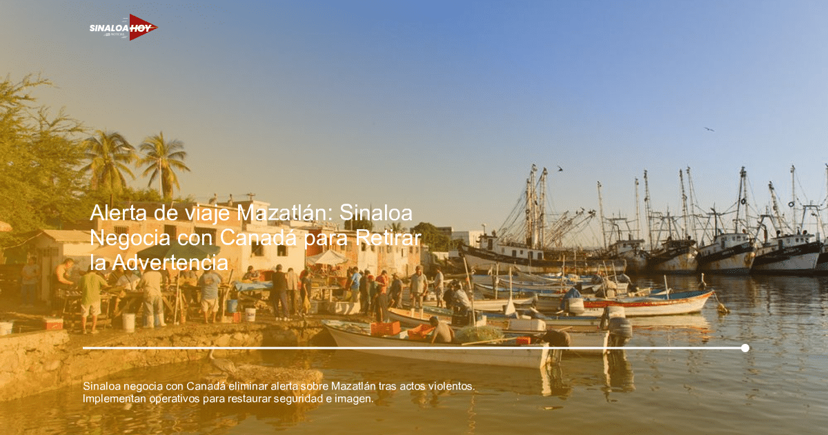 Puerto de Mazatlán con embarcaciones y actividad pesquera bajo un cielo soleado.