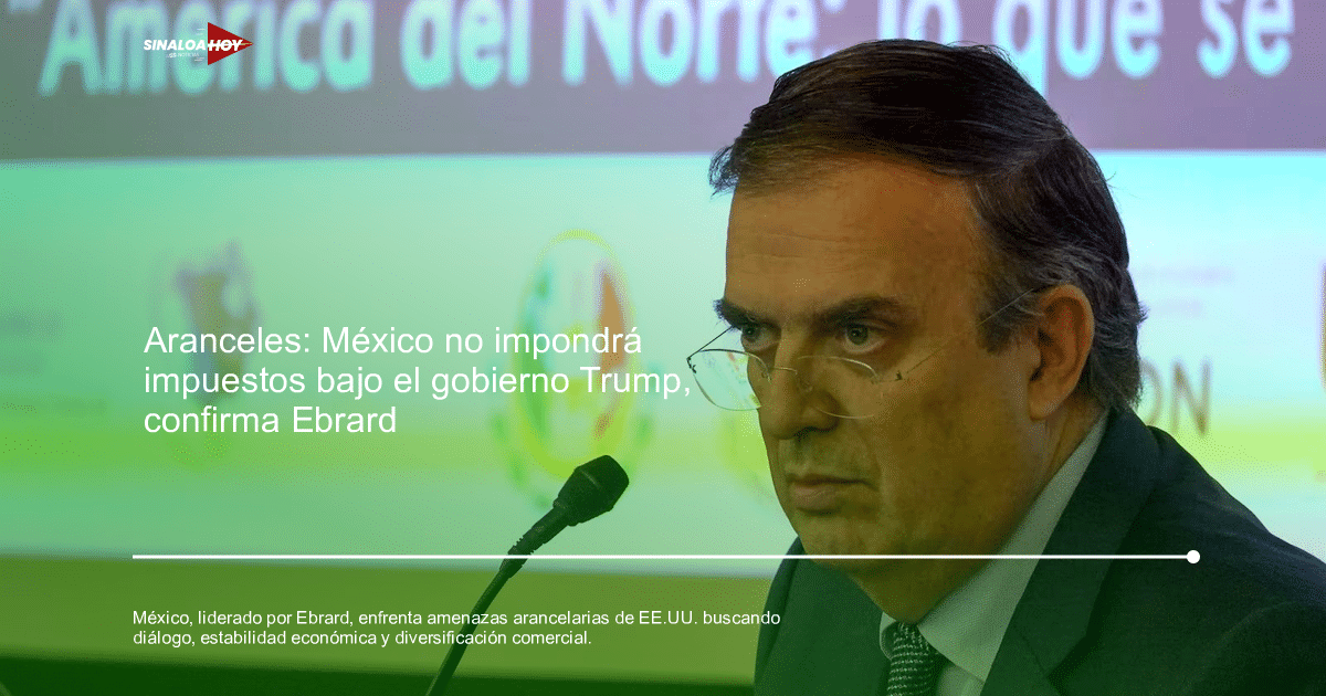 Hombre en conferencia sobre negociaciones comerciales entre México y Estados Unidos, fondo con texto 'América del Norte'.