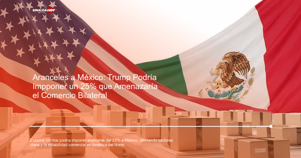 Banderas de Estados Unidos y México ondeando sobre cajas de cartón, simbolizando la relación comercial entre ambos países.