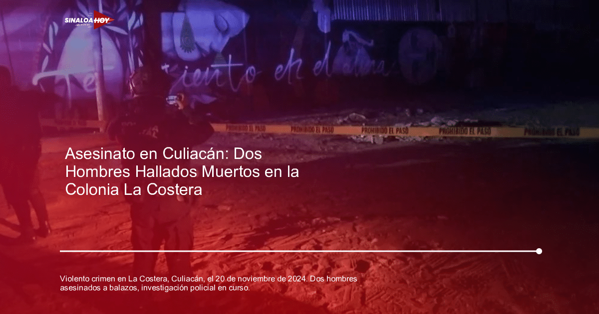 Policías investigan escena de crimen en Culiacán con cinta de advertencia y grafitis de fondo.
