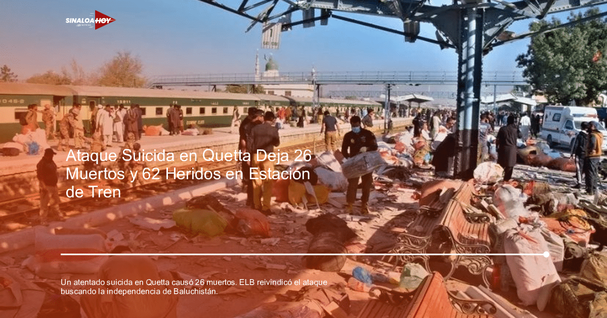 Estación de tren de Quetta con personas y maletas tras atentado suicida