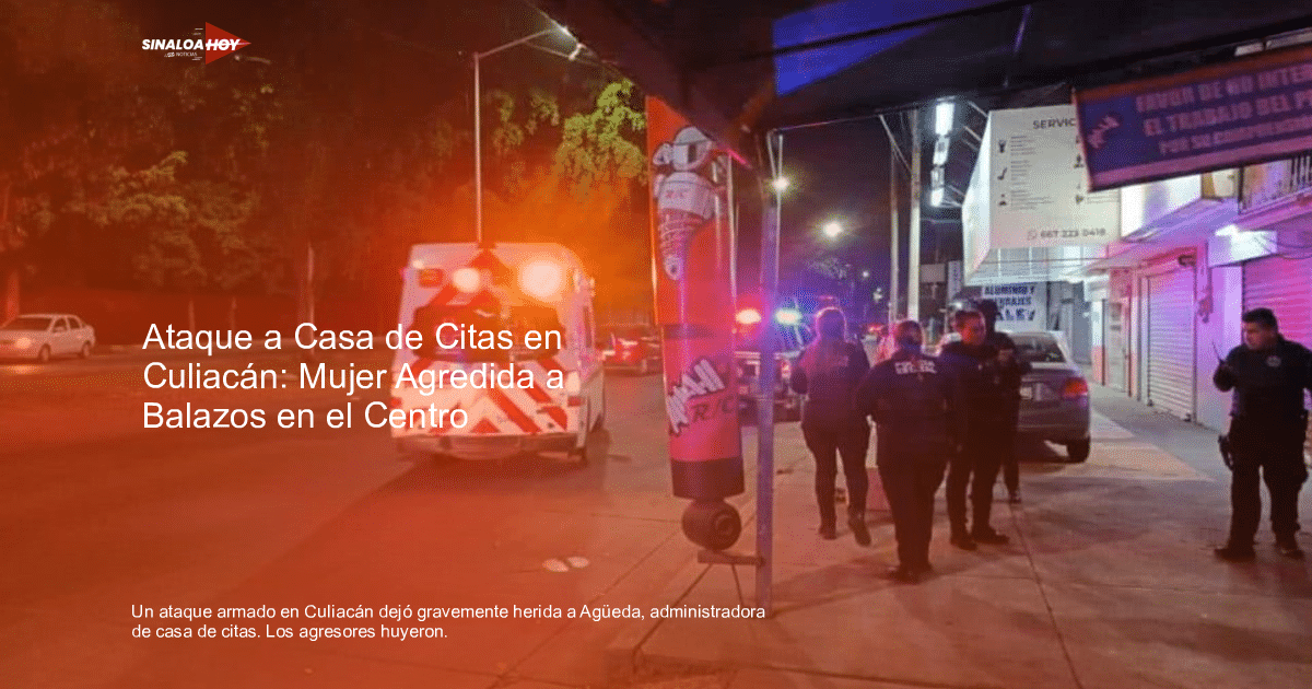 Ambulancia y policías en escena nocturna de Culiacán tras incidente violento