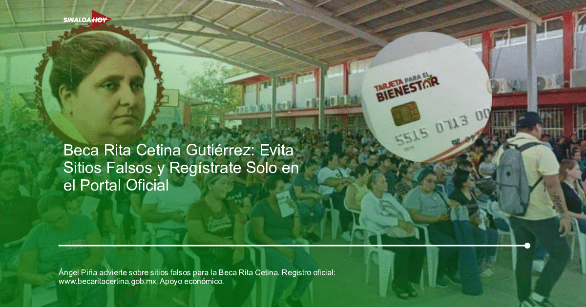 Grupo de personas en reunión comunitaria sobre beca educativa, con tarjeta de bienestar visible.