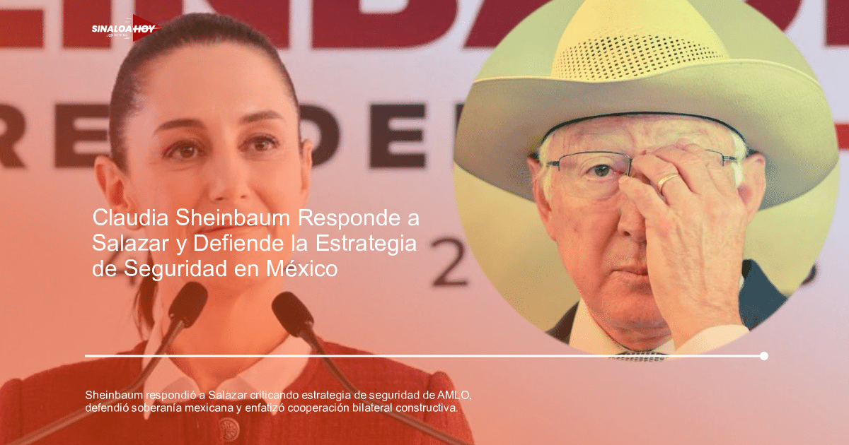 Claudia Sheinbaum en conferencia de prensa respondiendo a críticas de Ken Salazar sobre seguridad en México.