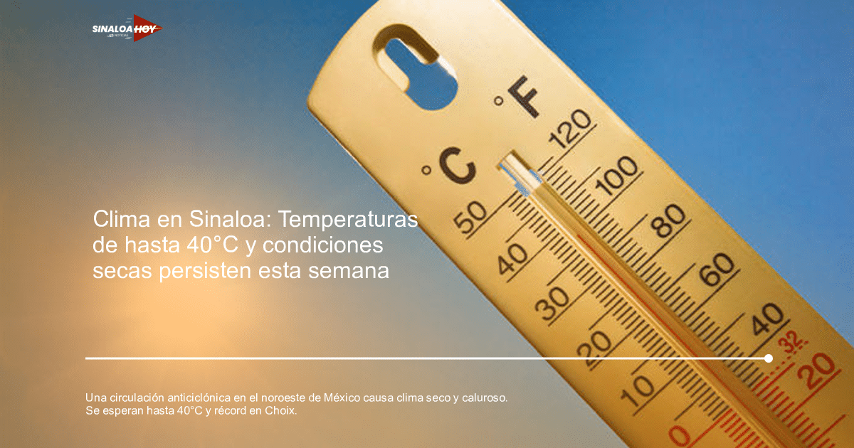 Termómetro con escalas Celsius y Fahrenheit bajo un cielo despejado y sol brillante