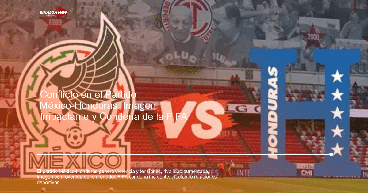 Cartel del partido de fútbol entre México y Honduras con escudos de ambos equipos y estadio de fondo.