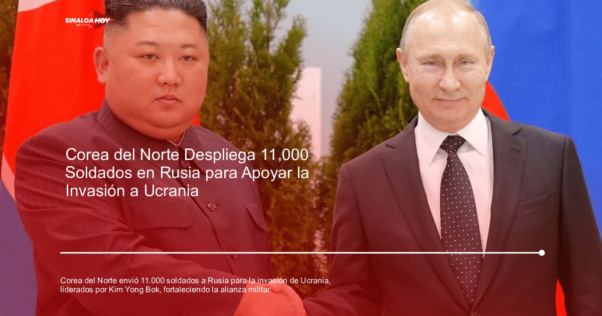 Dos diplomáticos de Corea del Norte y Rusia estrechando manos con banderas de fondo