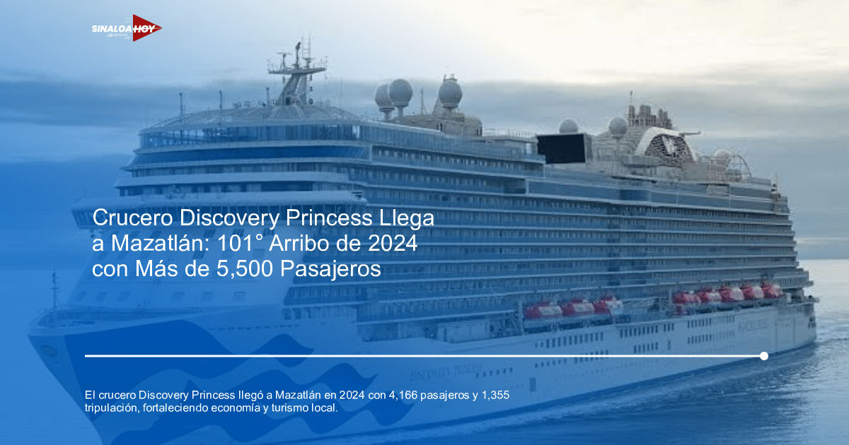 Crucero Discovery Princess navegando en el mar con cielo nublado y mar tranquilo.