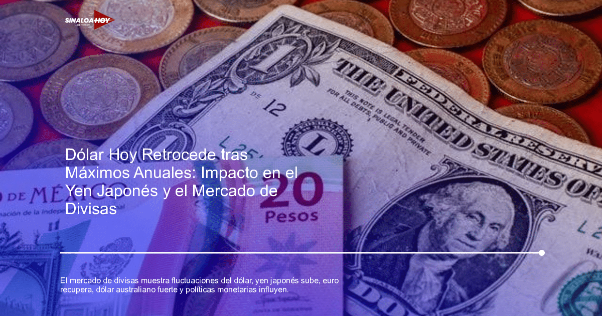 Monedas y billetes de dólar y pesos mexicanos, representando la volatilidad del mercado de divisas.