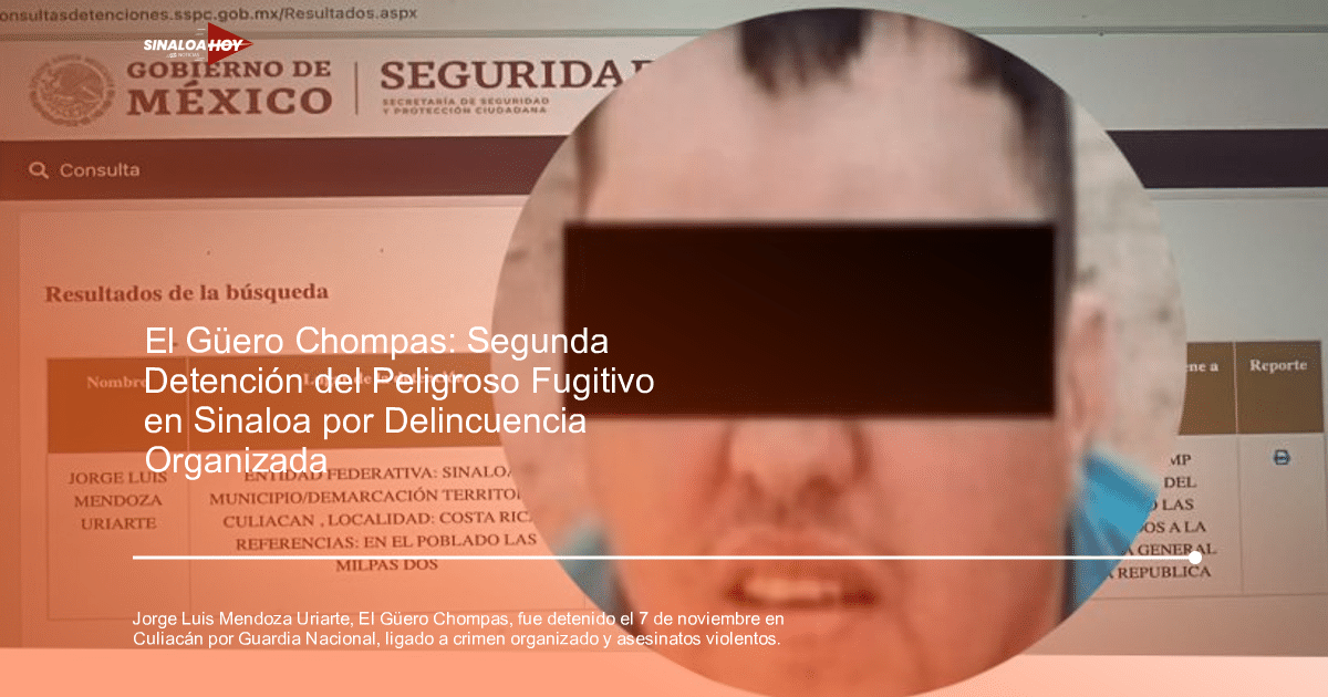 Pantalla del sitio web del gobierno de México con información sobre Jorge Luis Mendoza Uriarte