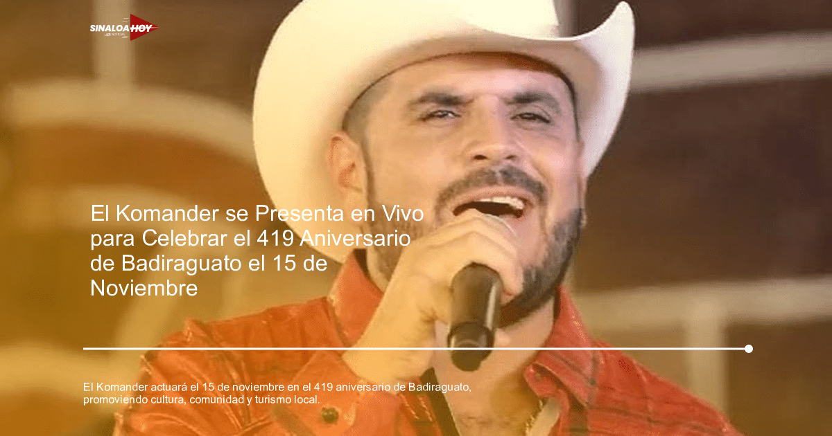 Cantante con sombrero blanco y camisa roja en el escenario, posiblemente El Komander.