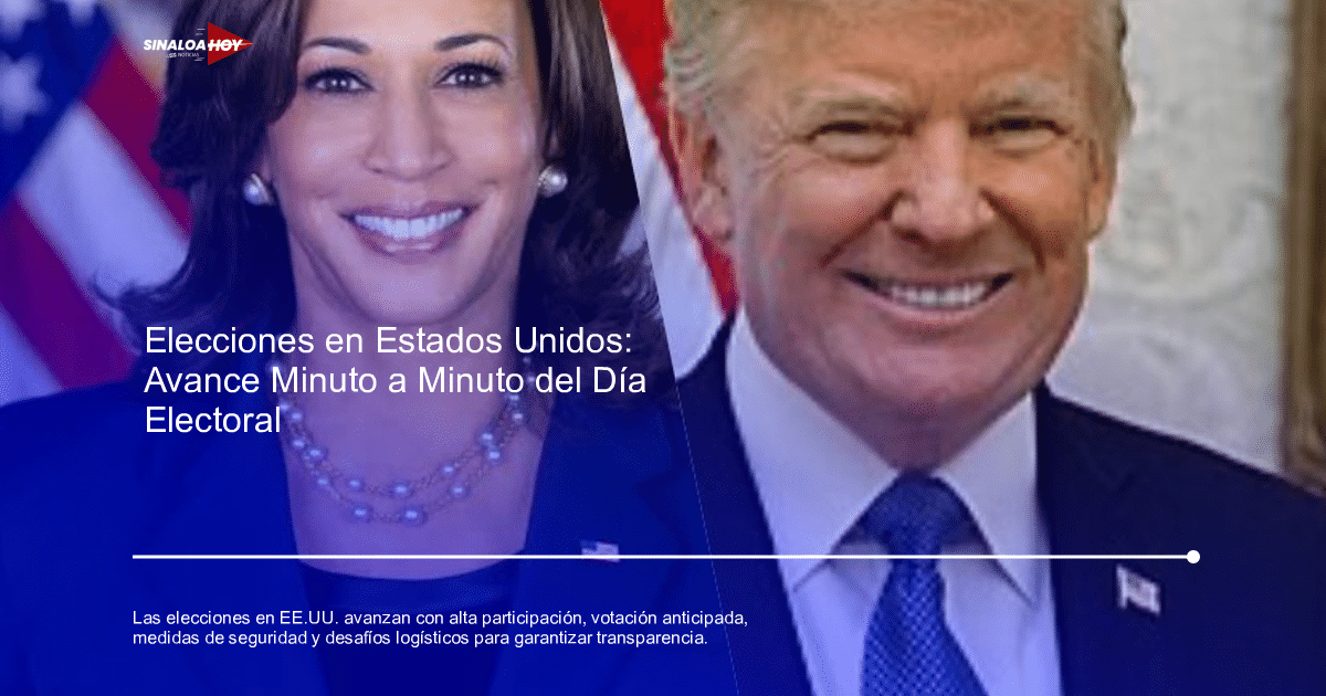 Dos retratos de candidatos en las elecciones de Estados Unidos 2023 con banderas de fondo.