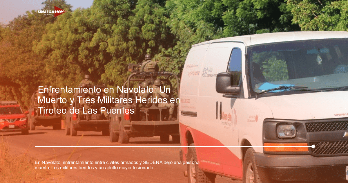 Convoy militar con vehículos de seguridad estacionados en una carretera arbolada, indicando una operación de vigilancia en Navolato.