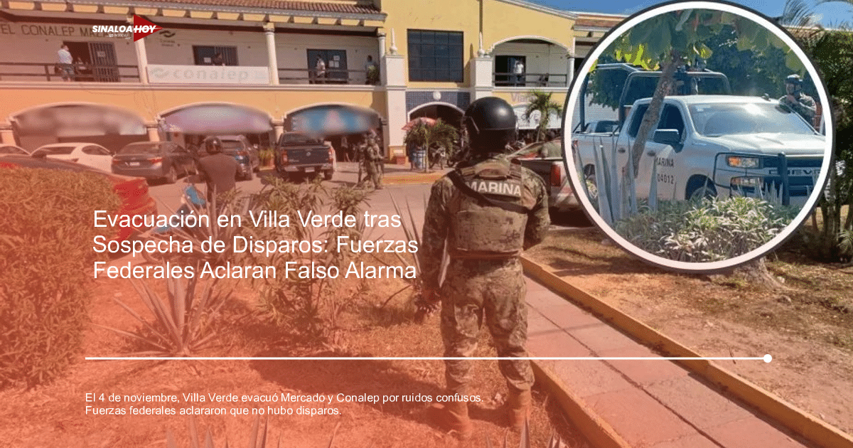 Edificio educativo con personal de la marina y vehículos en respuesta a alarma de seguridad en Villa Verde.