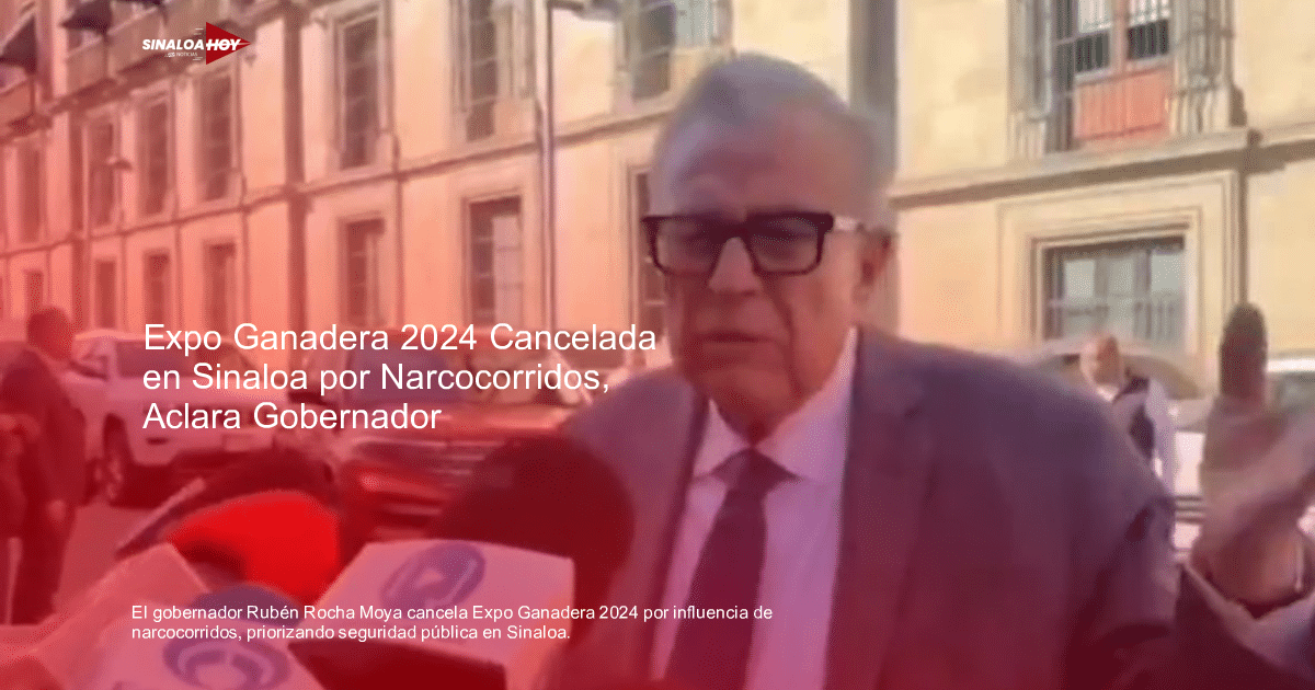 Gobernador de Sinaloa Rubén Rocha Moya hablando con periodistas sobre la cancelación de la Expo Ganadera 2024