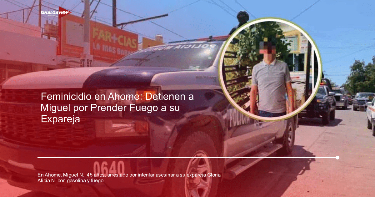 Camioneta de policía con número 0640 en escena urbana, relacionada con detención en Ahome.