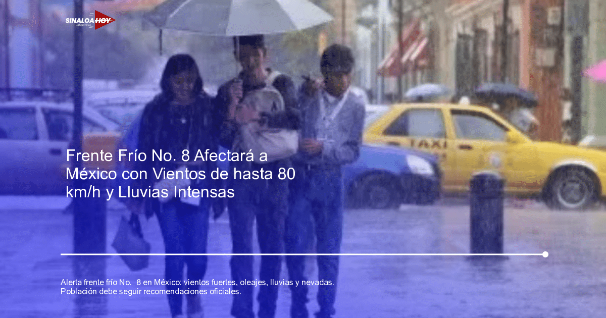 Tres personas caminan bajo la lluvia en una calle urbana, una con paraguas, con un taxi amarillo y un auto azul al fondo.