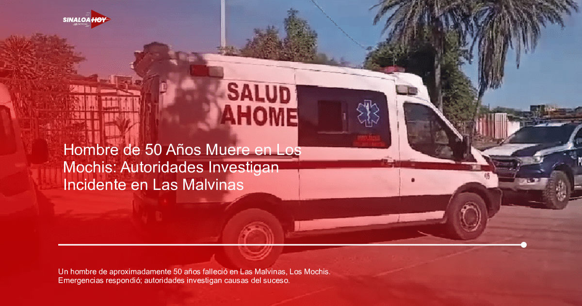 Ambulancia de Salud Ahome estacionada junto a un vehículo policial en Los Mochis