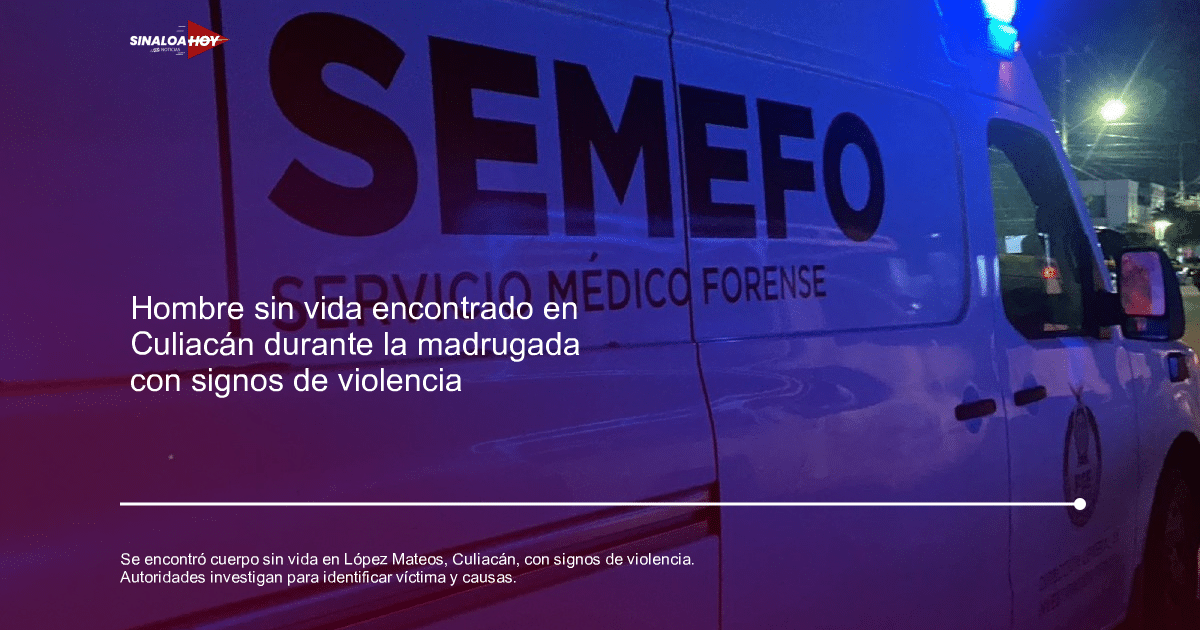 Vehículo del SEMEFO en Culiacán tras hallazgo de cuerpo en colonia López Mateos