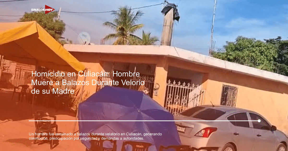 Casa naranja con toldo amarillo y sombrilla azul en Culiacán, relacionada con un asesinato durante un velatorio.