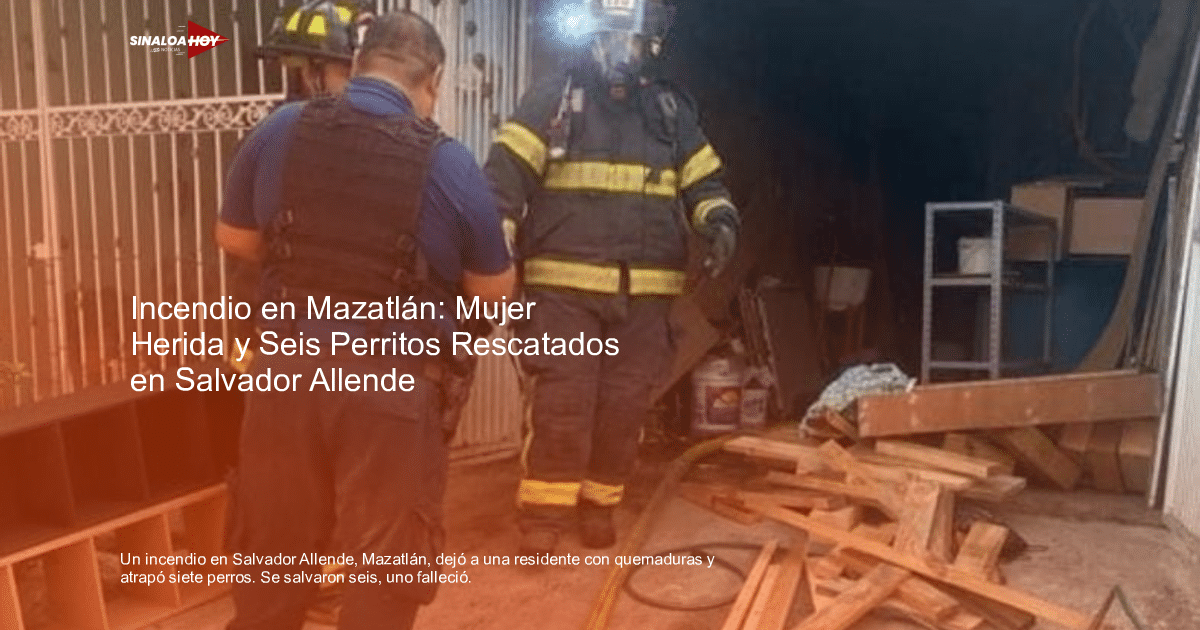 Bombero en escena de incendio en Mazatlán con escombros alrededor