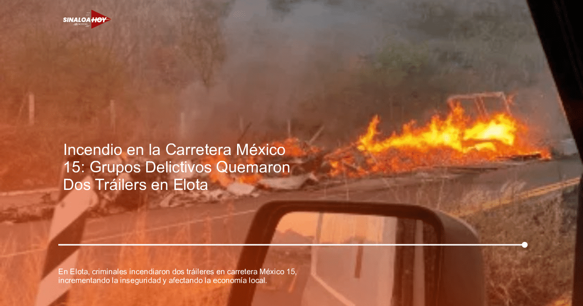 Vehículo en llamas en la carretera México 15 tras ataque delictivo