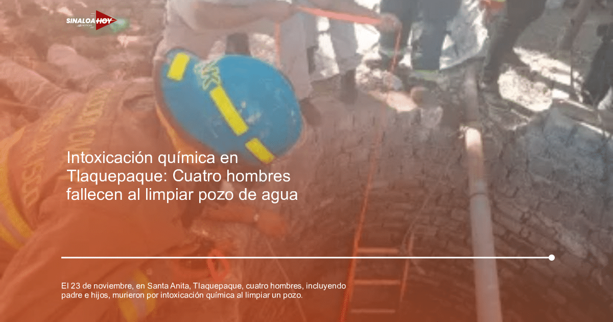 Bomberos trabajando en un pozo en Tlaquepaque tras un incidente de intoxicación química.