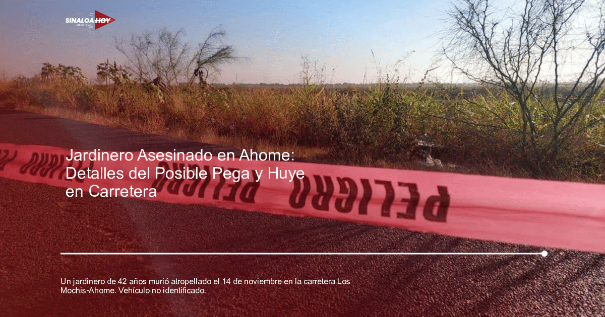 Cinta de precaución rosa con 'PELIGRO' en negro sobre carretera, con vegetación y cielo despejado de fondo.