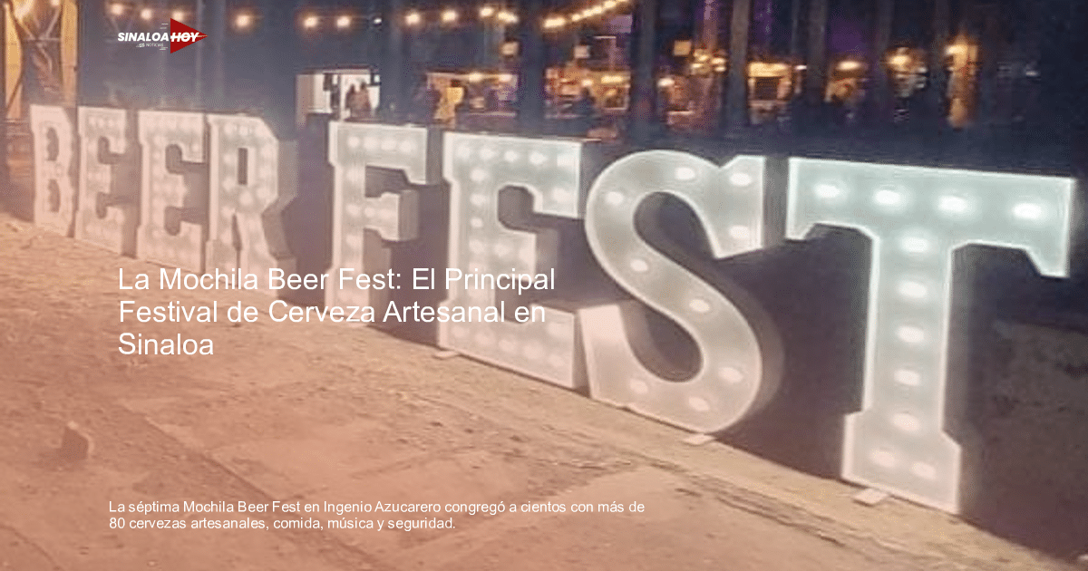 Letras iluminadas 'BEER FEST' en un evento al aire libre con luces de fondo.