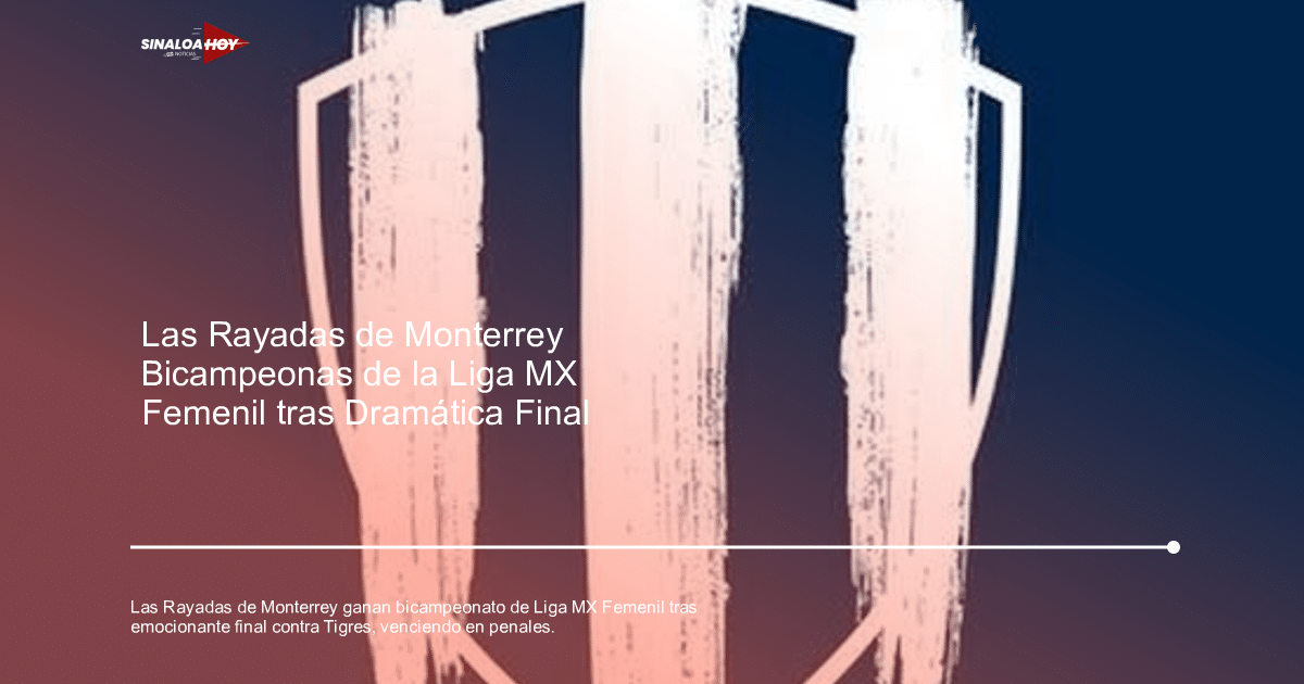 Logo de Las Rayadas de Monterrey en fondo azul, simbolizando su bicampeonato en la Liga MX Femenil.