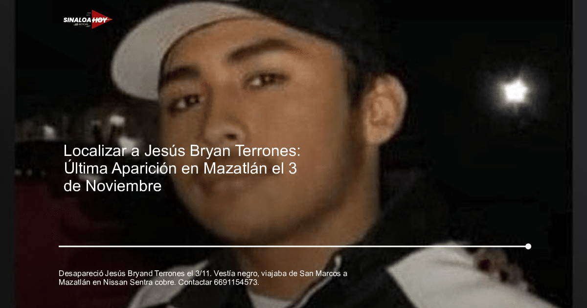 Imagen relacionada con la desaparición de Jesús Bryand Terrones, visto por última vez el 3 de noviembre.