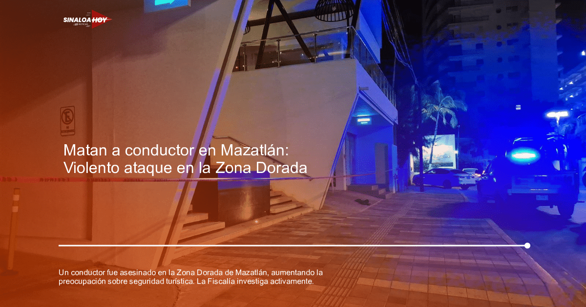 Escena nocturna con vehículo de emergencia y cinta de advertencia en Mazatlán