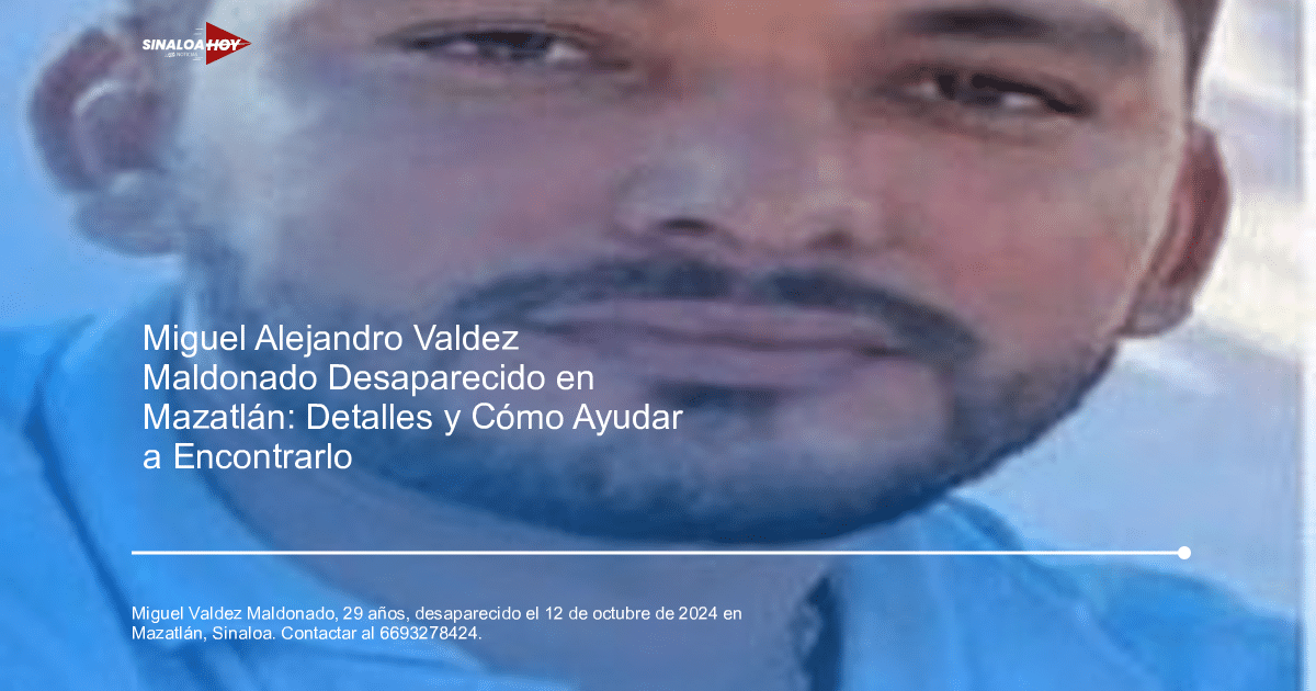 Primer plano de un hombre con barba, posiblemente relacionado con la desaparición de Miguel Alejandro Valdez Maldonado.