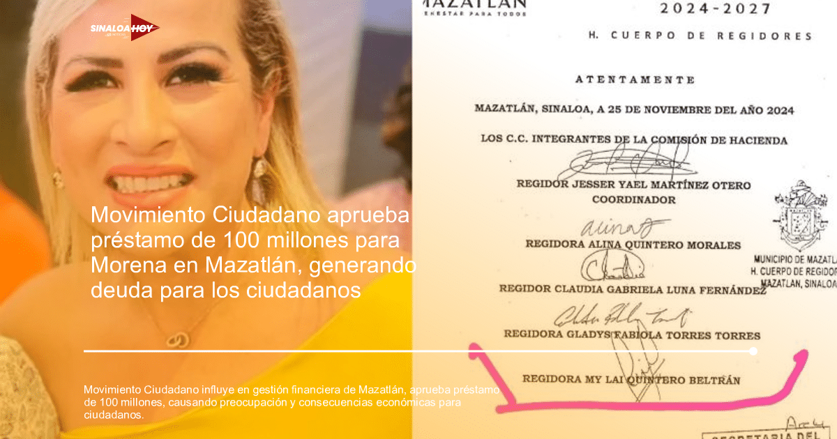Regidora Mylai Quintero con documento de la Comisión de Hacienda de Mazatlán