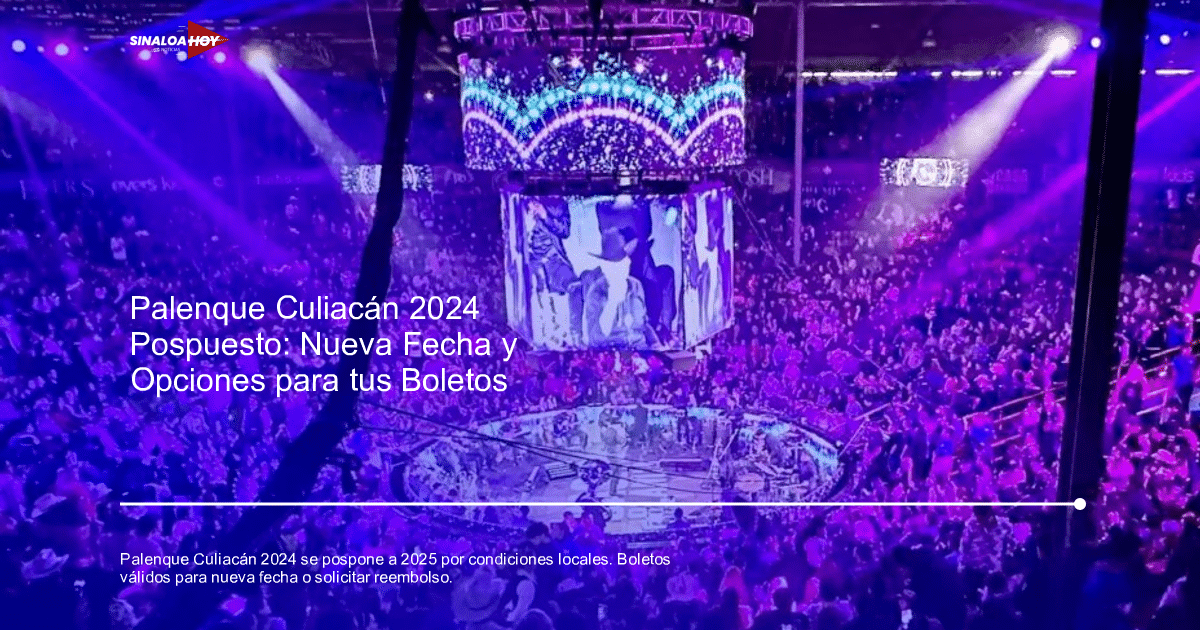 Multitud en un estadio iluminado con luces púrpuras durante el Palenque Culiacán 2024.