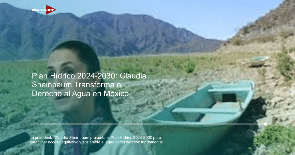 Persona hablando en un paisaje árido con botes verdes en terreno seco, simbolizando la sequía en México.