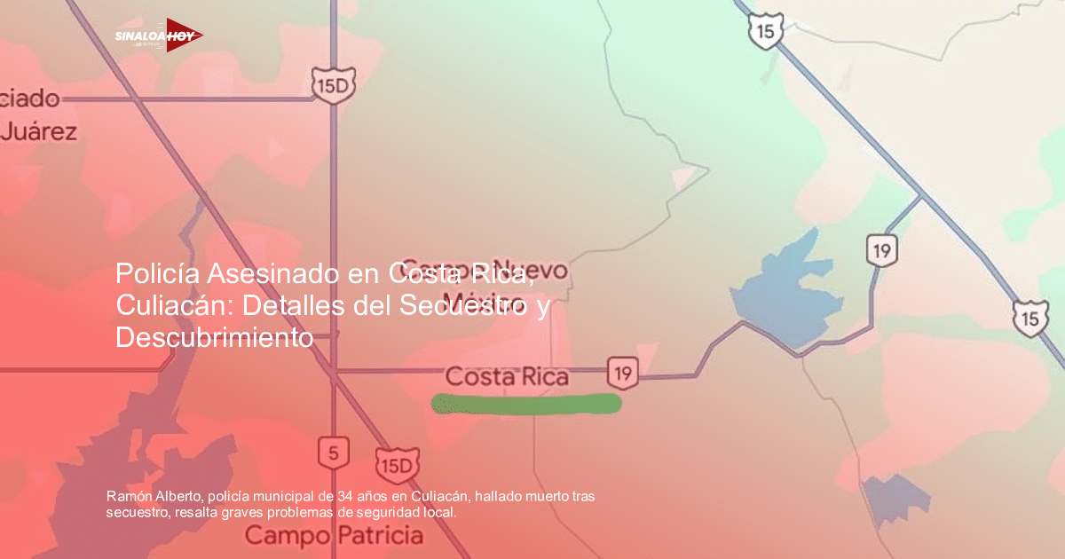 Mapa de Costa Rica en Culiacán con carreteras y áreas verdes