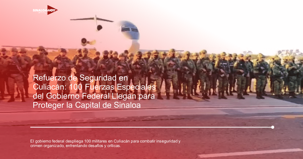 Militares en uniforme de camuflaje en fila con un avión al fondo en Culiacán