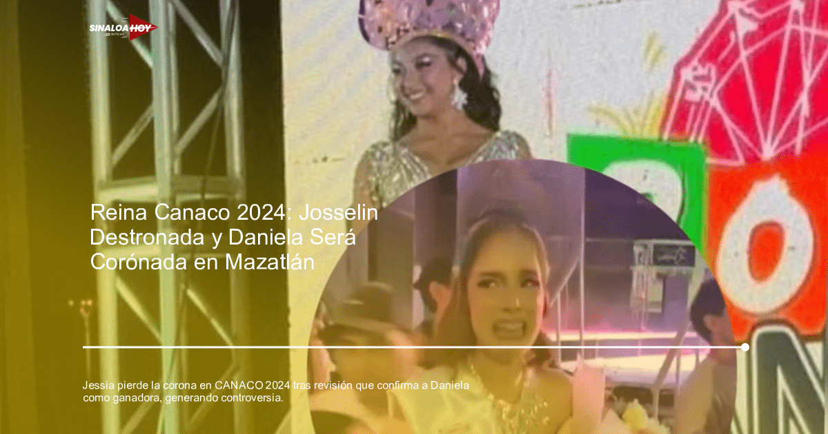 Mujer coronada en la Feria CANACO 2024 junto a otra mujer con expresión de desaprobación.