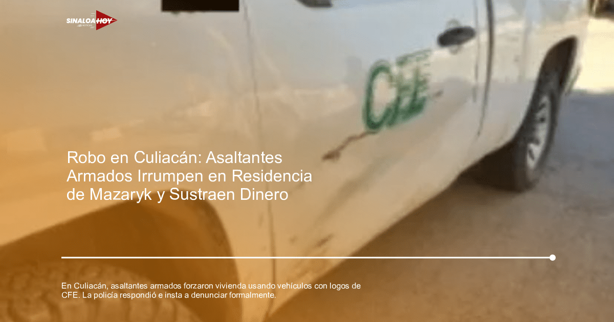 Camioneta blanca con rasguño lateral y logo verde, relacionada con robo en Culiacán.