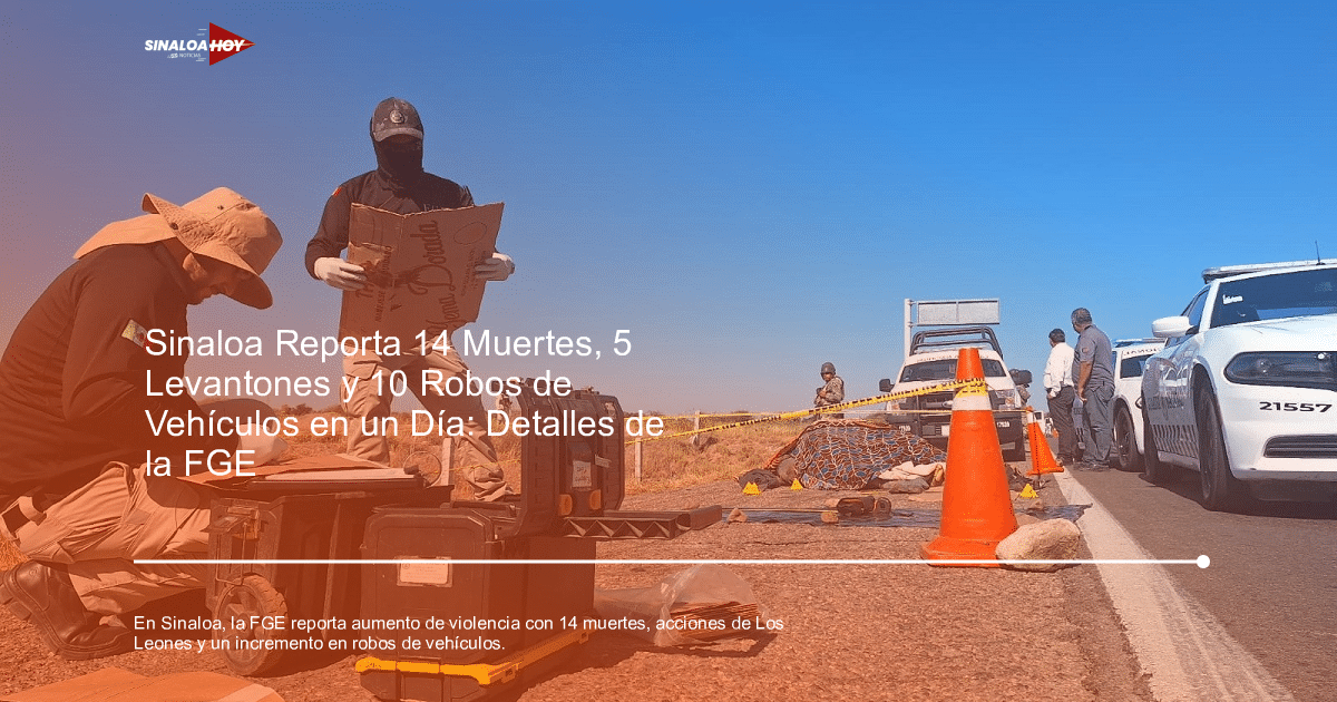 Investigación policial en carretera de Sinaloa con personas trabajando y vehículos de policía presentes.