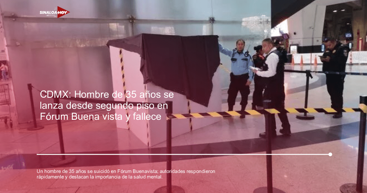 Estructura blanca cubierta con tela negra y cinta de seguridad en Fórum Buenavista tras incidente.