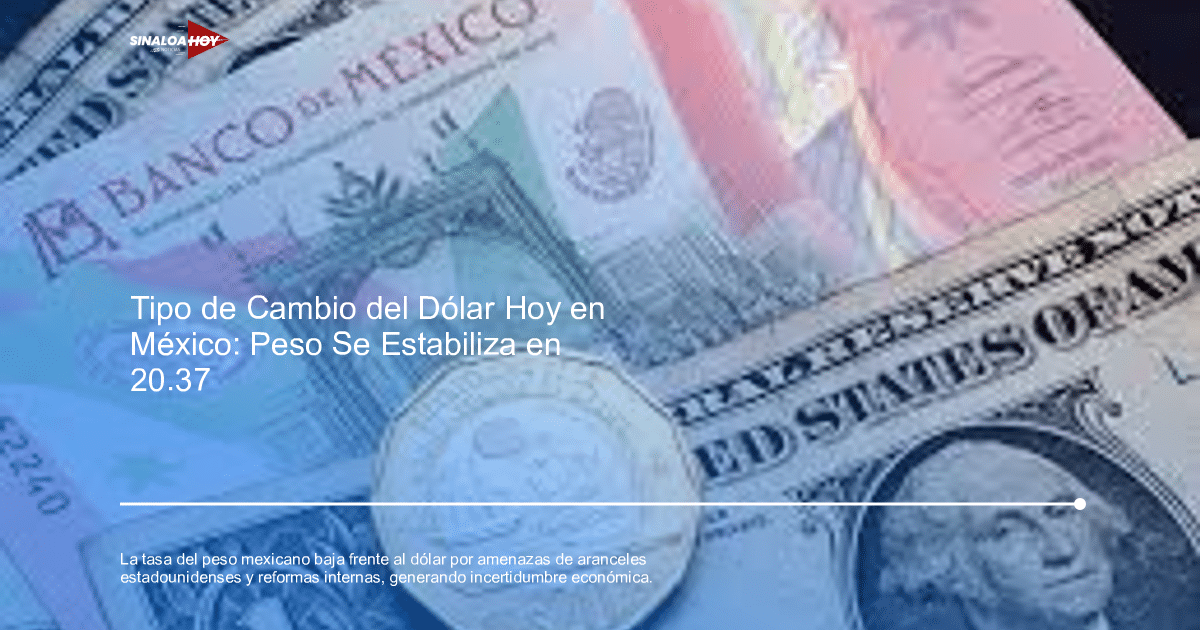 Billetes de México y Estados Unidos junto a una moneda mexicana de un peso.