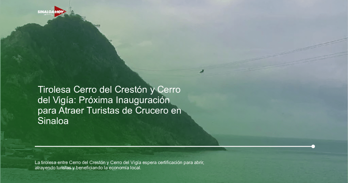 Vista de la tirolesa entre el Cerro del Crestón y el Cerro del Vigía con el mar al fondo.