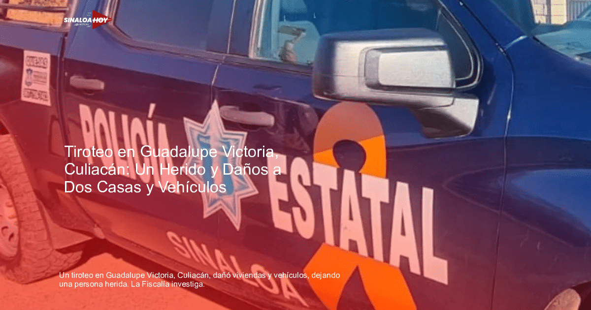 Vehículo de la policía estatal con decoración y cinta naranja en entorno desértico, relacionado con sucesos en Culiacán.
