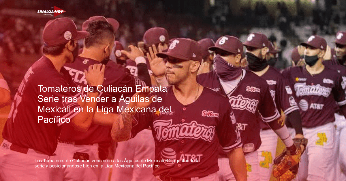 Jugadores de los Tomateros celebrando con uniformes y mascarillas tras victoria en la Liga Mexicana del Pacífico