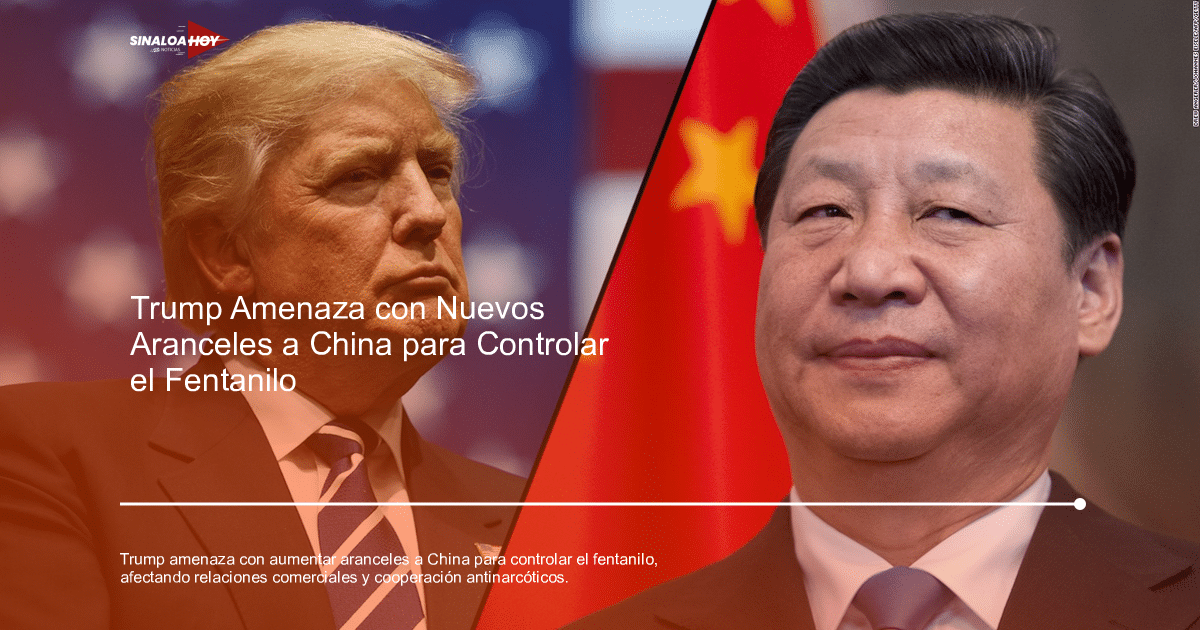 Figuras políticas de Estados Unidos y China en un contexto de tensiones comerciales por el fentanilo.