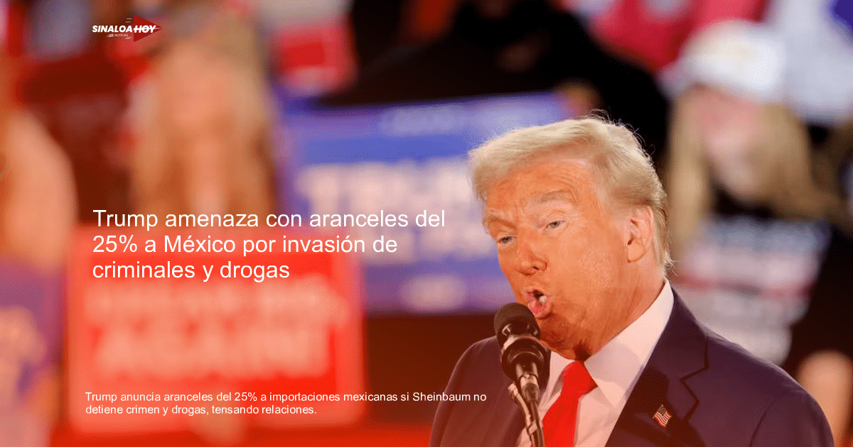 Donald Trump en mitin anunciando aranceles a importaciones mexicanas