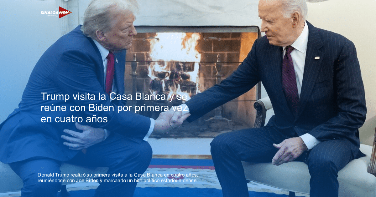 Dos figuras sentadas frente a una chimenea, simbolizando el encuentro entre Trump y Biden en la Casa Blanca.
