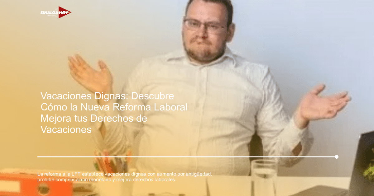 Hombre en oficina con gesto de confusión, relacionado con reforma laboral sobre vacaciones en México.